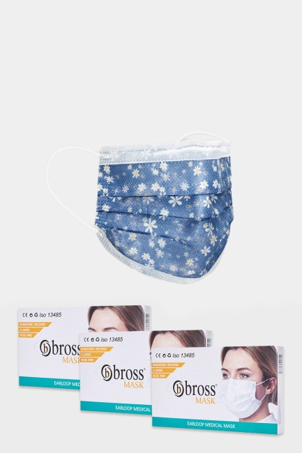 Bross - 10 Piece Daisy Patterned Surgical Mask