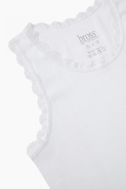 1134 Wide Strappy %100 Cotton Lacy Kids Undershirt - Thumbnail