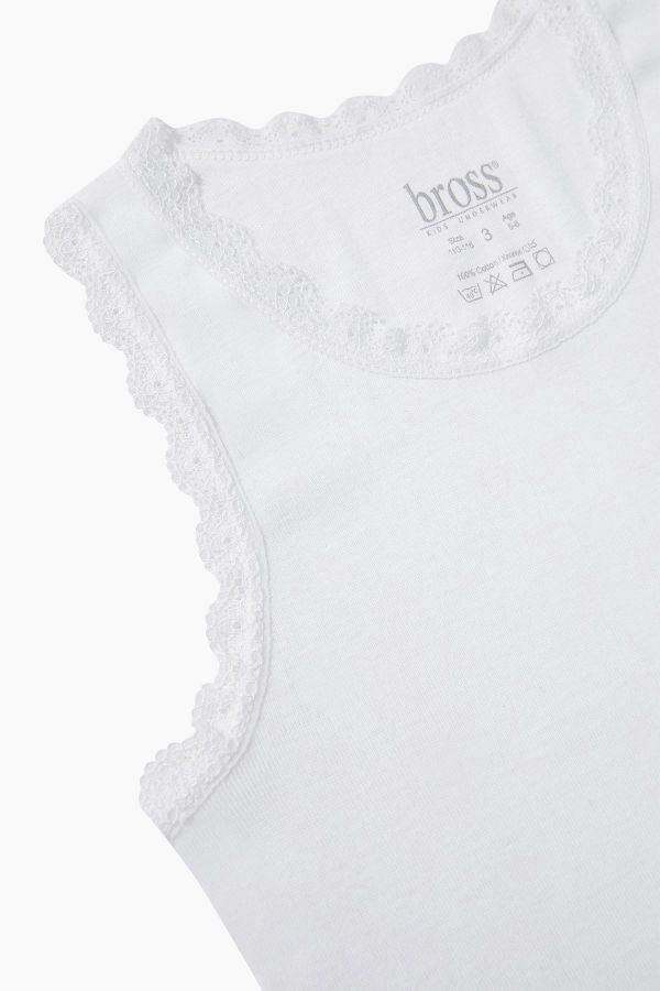 1134 Wide Strappy %100 Cotton Lacy Kids Undershirt