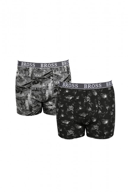 Bross - 2-Pack Mixed - Space Patterned Men's Boxer Combination