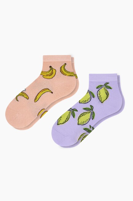 Bross - Bross 2'li Meyve Desenli Patik Kadın Çorabı