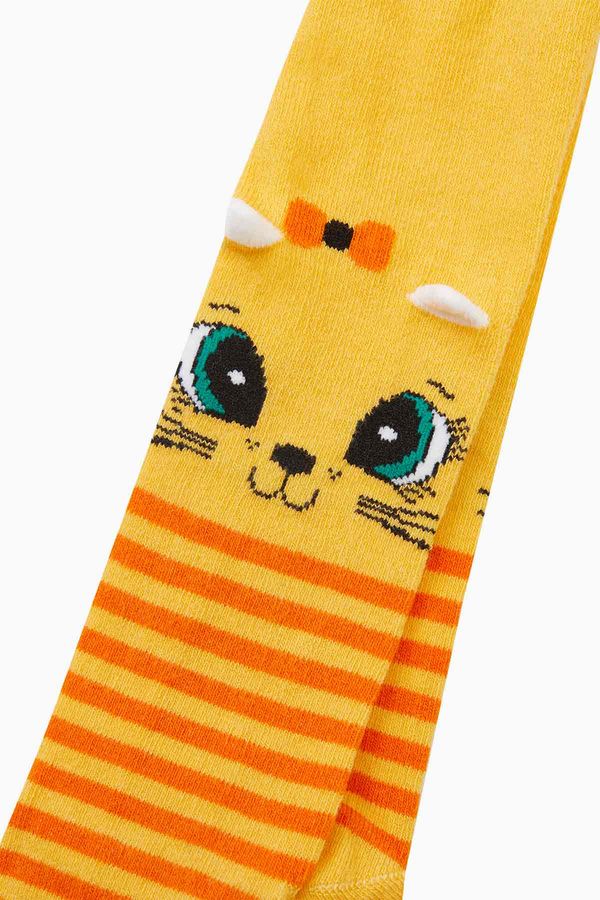 3-d Cat Pattern Ringed Baby Tights