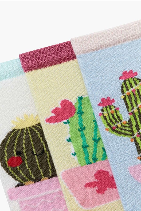 3-pack Cactus Pattern Kids Shaftless Socks