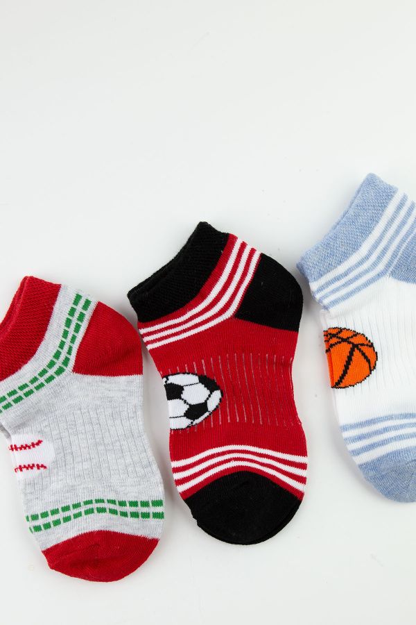 3-Pack Colorful Ball Pattern Kids Shaftless Socks