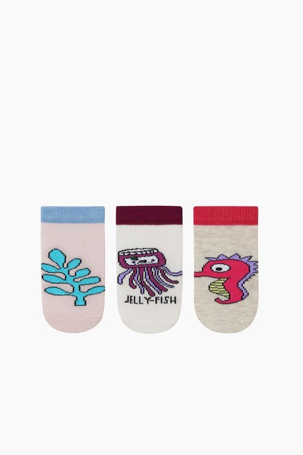 Bross - 3-Pack Marine Animals Pattern Baby Shaftless Socks
