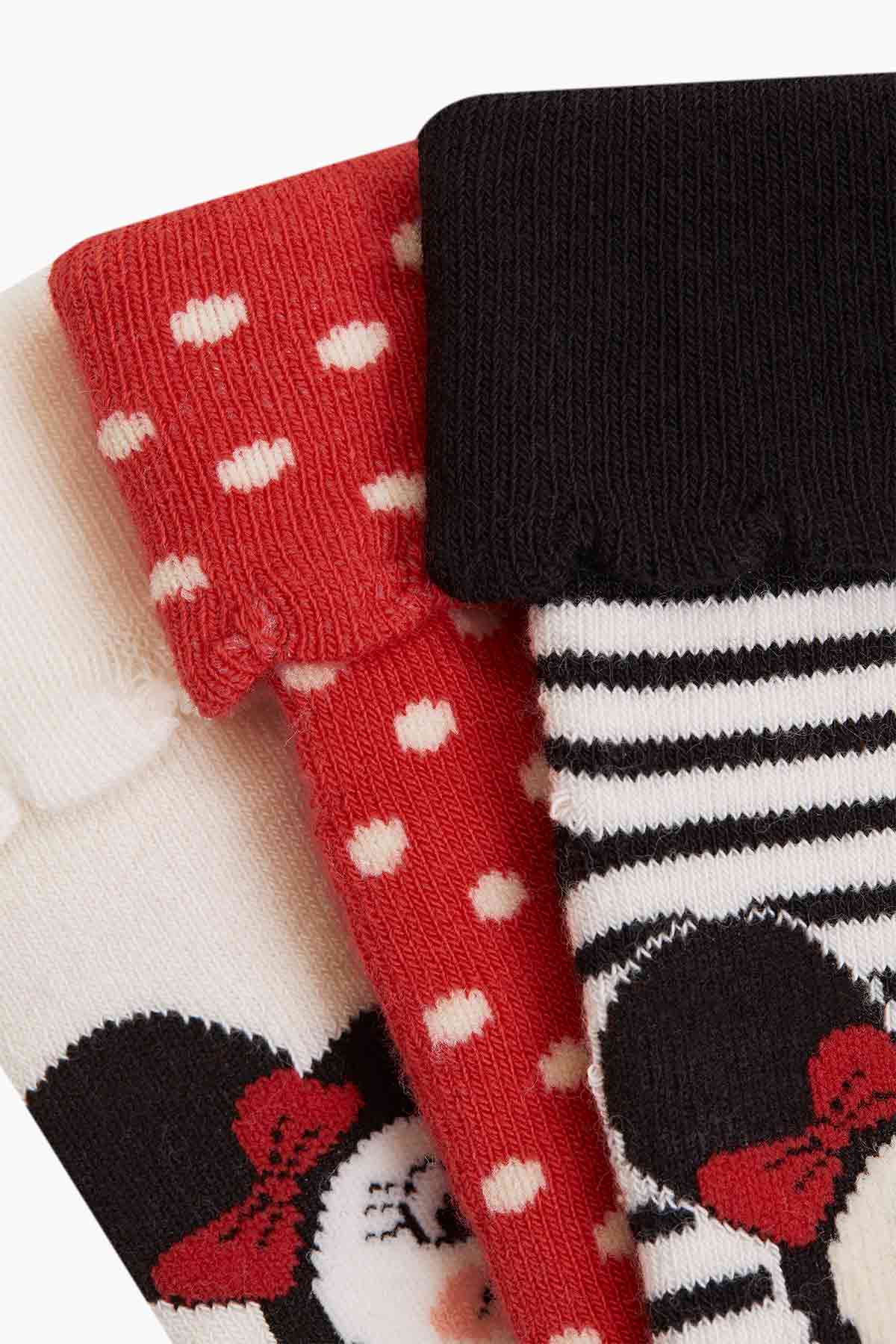 3-pack Minnie Pattern Antislip Terry Baby Socks - Thumbnail