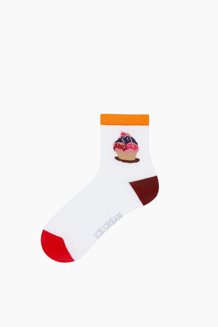 Bross 3-Pack Glittery Ice Cream Patterned Kids' Socks - Thumbnail