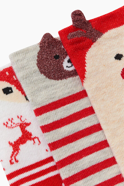 3-Piece 3D Animal Pattern Kids Socks - Thumbnail