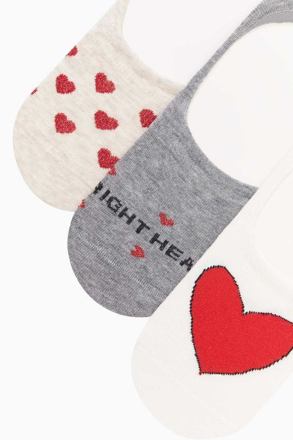 Bross 3lü Paket Kalp Desenli Kadın Babet Çorap