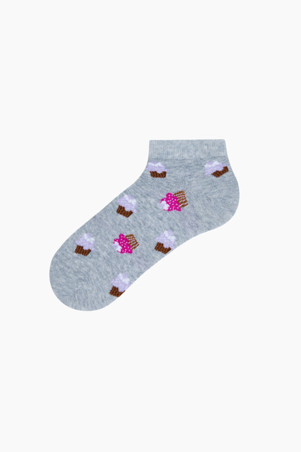 3'lü Tatlı Desenli Patik Kadın Çorabı - Thumbnail