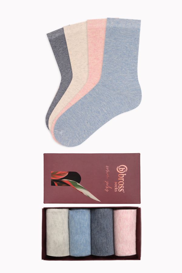 Bross 4lü Kutulu Yazlık Renkli Kadın Çorap