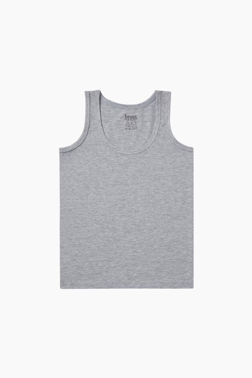 Bross 2040 Likralı Çocuk Atlet Pamuklu Gri Grimelanj