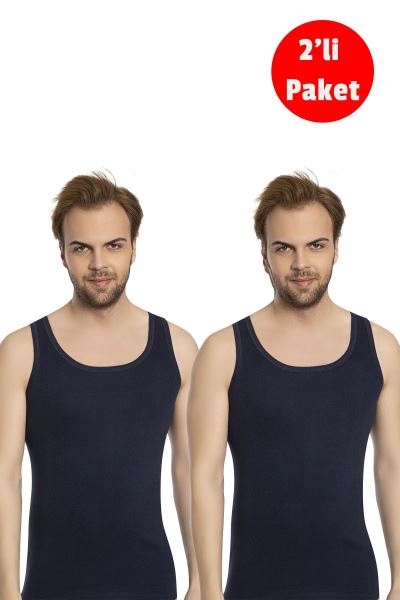 Erkek %100 Pamuk 2li Atlet 1008 Lacivert Lacivert