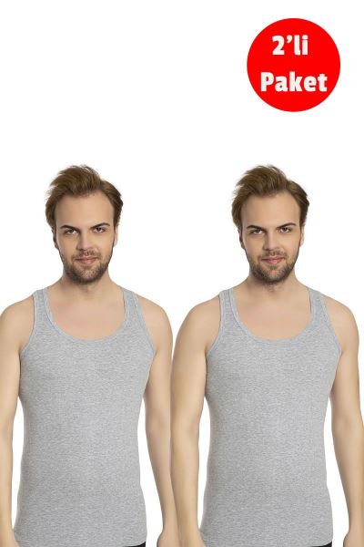 Erkek %100 Pamuk 2li Atlet 1008 Gri Gri