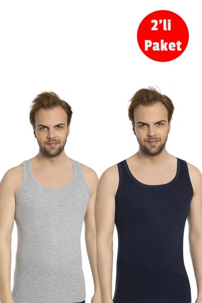 Erkek %100 Pamuk 2li Atlet 1008 Mavi Mavi