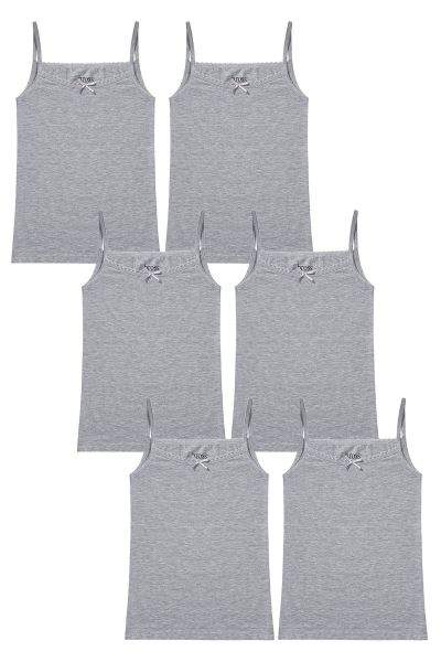 Kız Çocuk Askılı %100 Pamuk 6lı Atlet 1035 Gri Gri