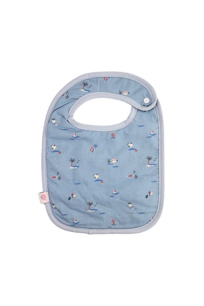 Bebek Mama Önlüğü İçi Havlu Çıtçıtlı %100 Pamuk Mavi