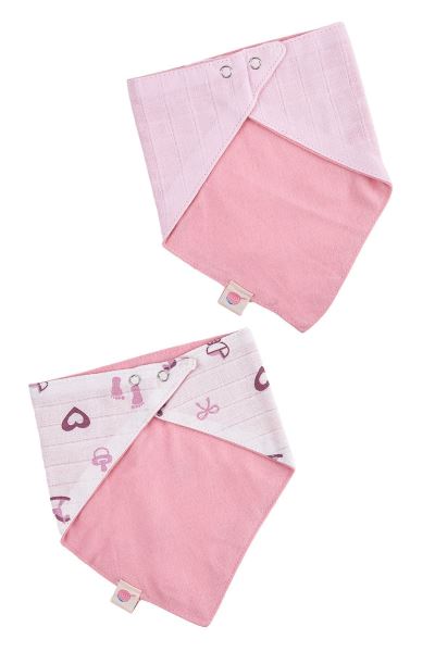 Bebek 2li Fular Mama Önlüğü Çıtçıtlı %100 Pamuk Pembe