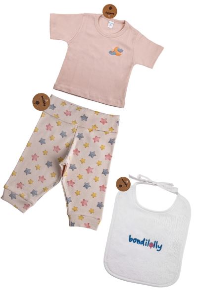 Bebek Alt Üst Önlük %100 Pamuk Takım Mavi