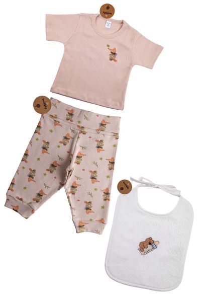 Bebek Alt Üst Önlük %100 Pamuk Takım Yeşil