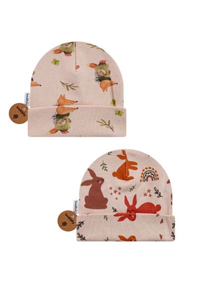Bebek Şapka Hayvan Desenli 2 Li Pamuklu İnterlok Asorti