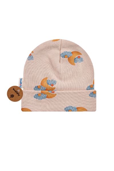 Bebek Şapka Bulut Desenli Pamuk İnterlok Sarı