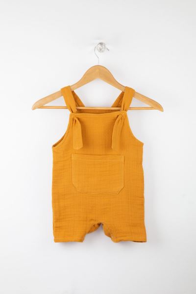 Bebek Çıtçıtlı Müslin Bahçıvan Pamuk Tulum  HARDAL