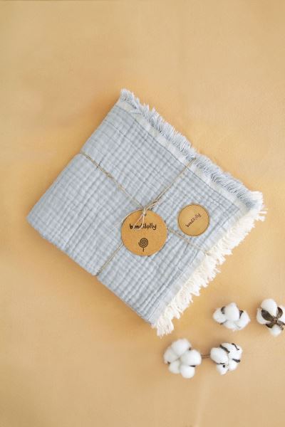 Bebek Müslin Battaniye 4 Katlı %100 Pamuk Açıkmavi