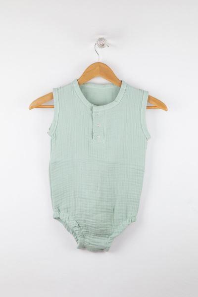 Bebek Müslin Çıtçıtlı Body %100 Pamuk Mint