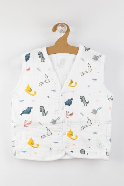 Bebek Müslin Çıtçıtlı Yelek %100 Pamuk Sarı