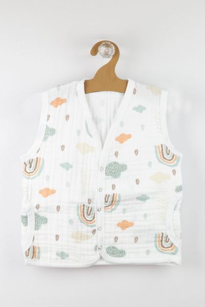 Bebek Müslin Çıtçıtlı Yelek %100 Pamuk Yeşil