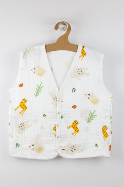 Bebek Müslin Çıtçıtlı Yelek %100 Pamuk Turuncu