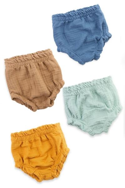 Bebek Müslin 4 Adet Renkli Külot Şort %100 Pamuk  Asorti