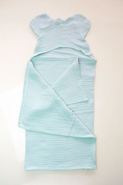 Bebek Müslin Kundak Kapüşonlu %100 Pamuk Mint