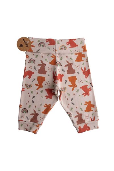 Bebek Tavşan Desenli Alt Eşofman Pamuklu İnterlok Turuncu