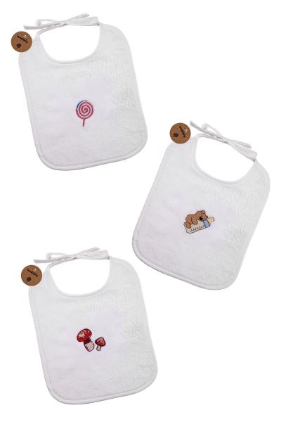 Nakışlı 3 Adet Desenli Bebek Aktivite Mama Önlüğü Asorti