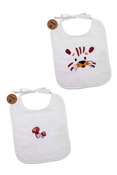 Nakışlı 2 Adet Desenli Bebek Aktivite Mama Önlüğü Kırmızı