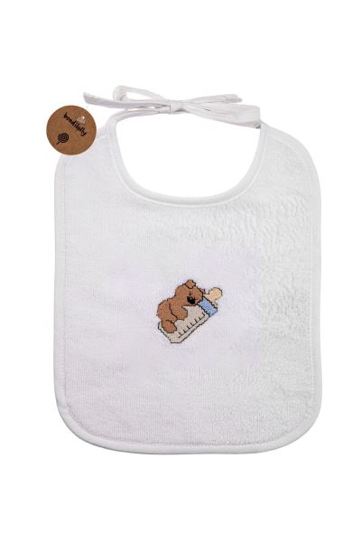 Nakışlı Koala Desenli Bebek Mama Aktivite Önlüğü Bej