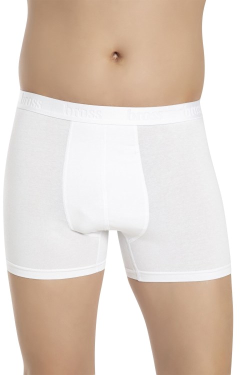 Bross 1000 2li Paket Likralı Beyaz Erkek Boxer Beyaz