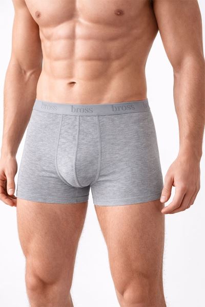 Bross 1000 2li Paket Likralı Gri Erkek Boxer Grimelanj