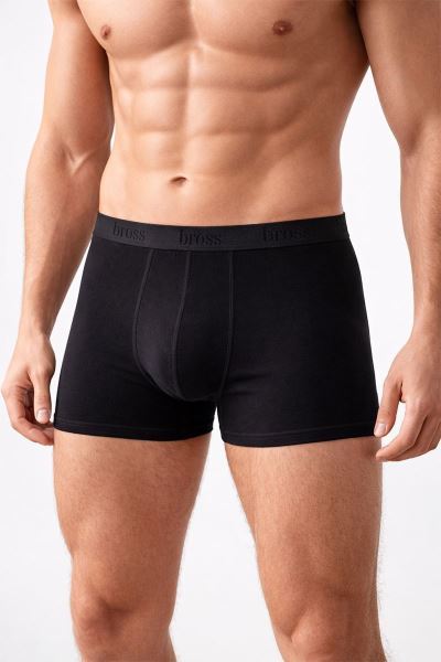 Bross 1000 2li Paket Likralı Erkek Boxer Siyah