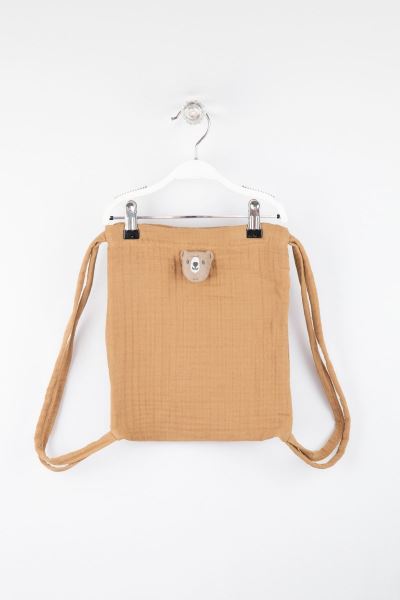 Müslin Bebek Sırt Çantası %100 Pamuk Camel