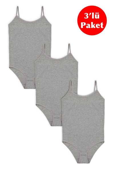 Kadın Çıtçıtlı Askılı Body 3lü Gri 1054 Gri