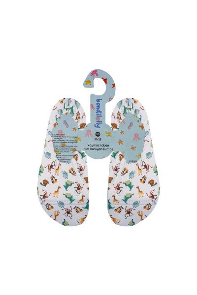 Safari Desenli Kaydırmaz Çocuk Deniz Ayakkabısı  BEYAZ