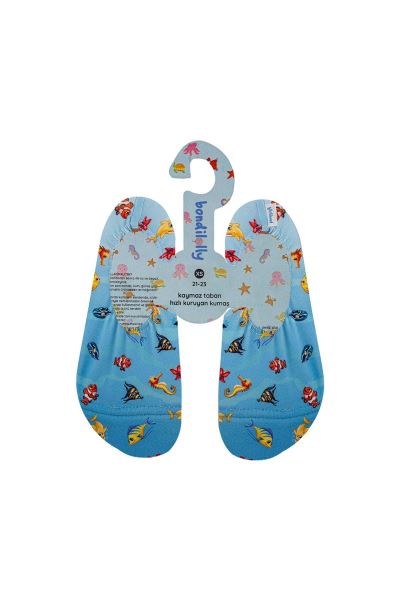 Balık Desenli Kaydırmaz Çocuk Deniz Ayakkabısı 1 Açıkmavi