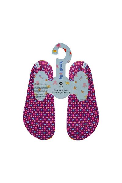 Çiçek Desenli Kaydırmaz Çocuk Deniz Ayakkabısı  FUŞYA