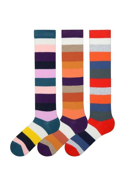 Çember Desenli Kadın 3lü Dizaltı Çorap Asorti