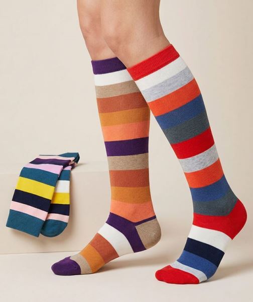 Çember Desenli Kadın 3lü Dizaltı Çorap Asorti