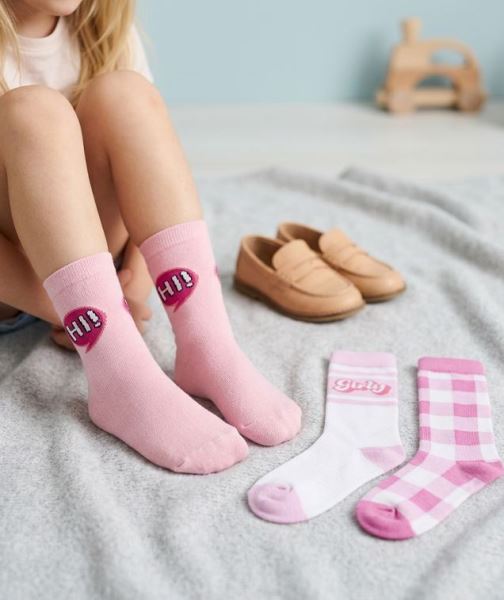 Girl Kareli Kız Çocuk 3lü Dizaltı Çorap Asorti