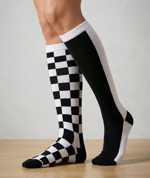 Kadın Siyah Beyaz Modelli 3lü Dizaltı Çorabı Asorti